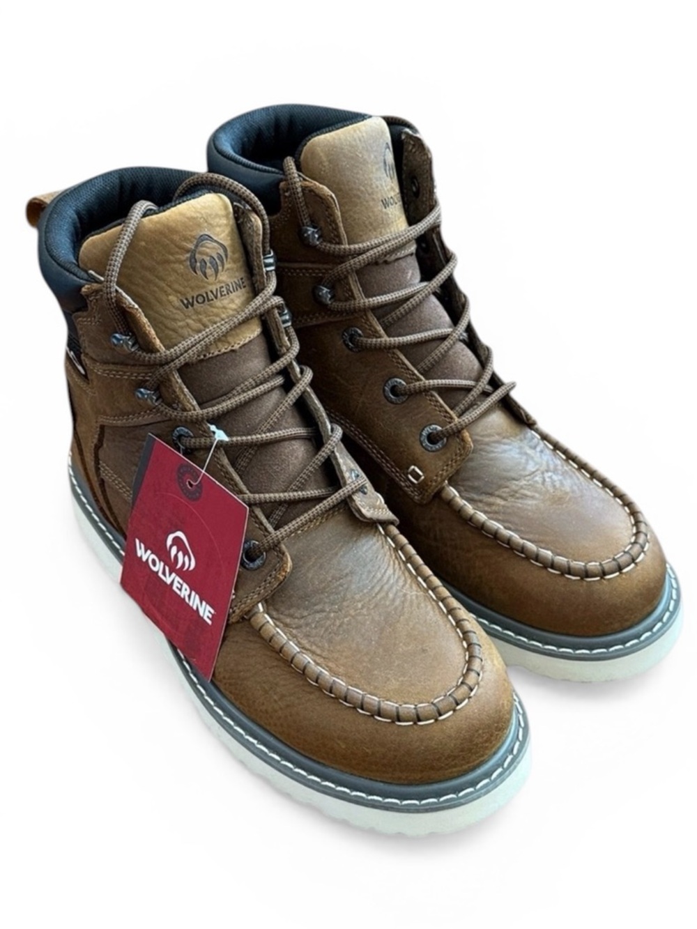 Wolverine Trade Wedge Moc Toe Boots Brown Waterproof Work 9EW Wide NEW